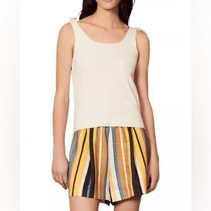 Sandro Eric Rib-Knit Scoopneck Tank in cream size m NWT